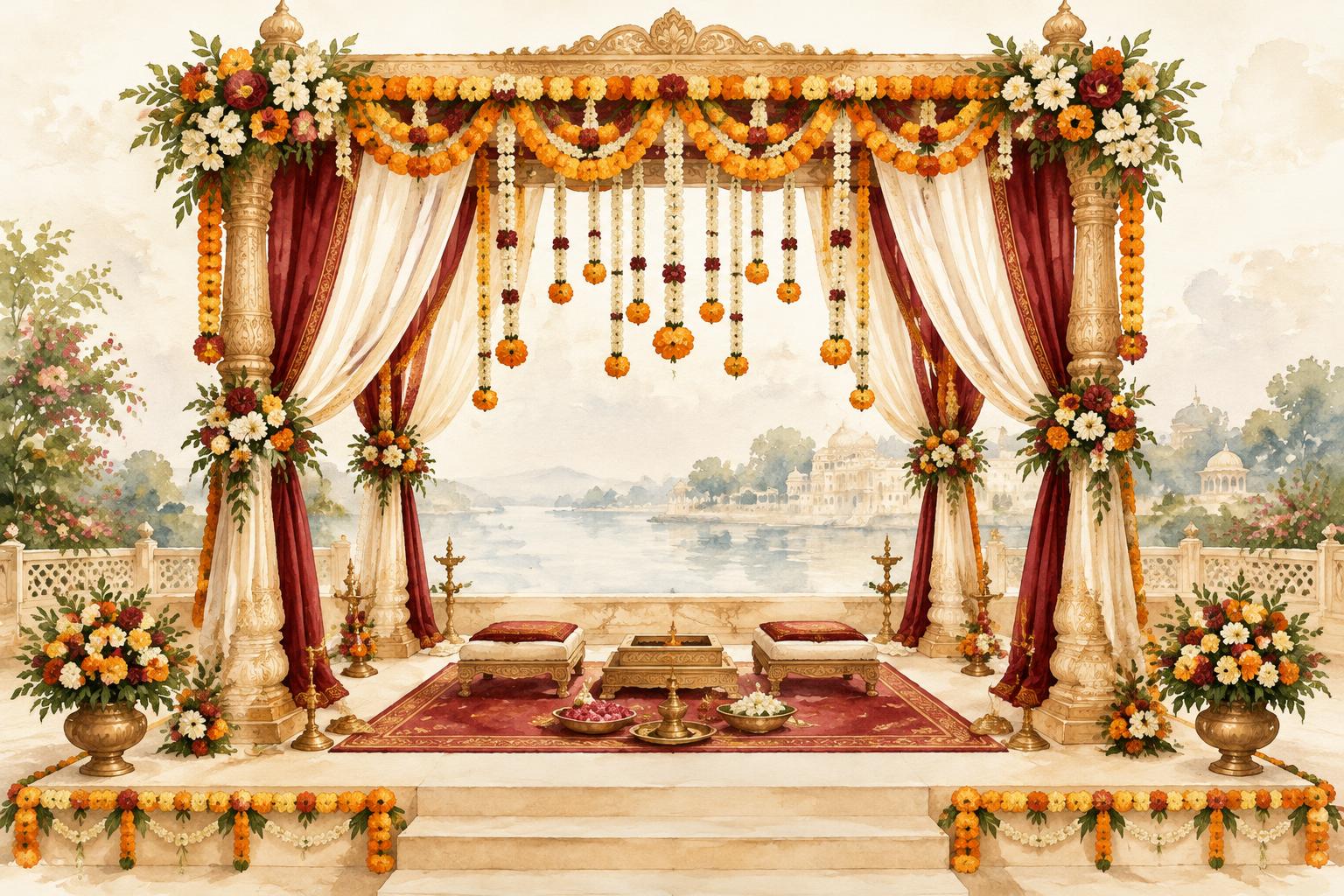 Floral wedding mandap